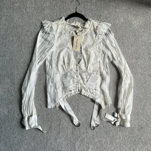 For Love And Lemons Tops - NWT For Love & Lemons Lace Long Sleeve Blouse with Garter Belt Suspenders